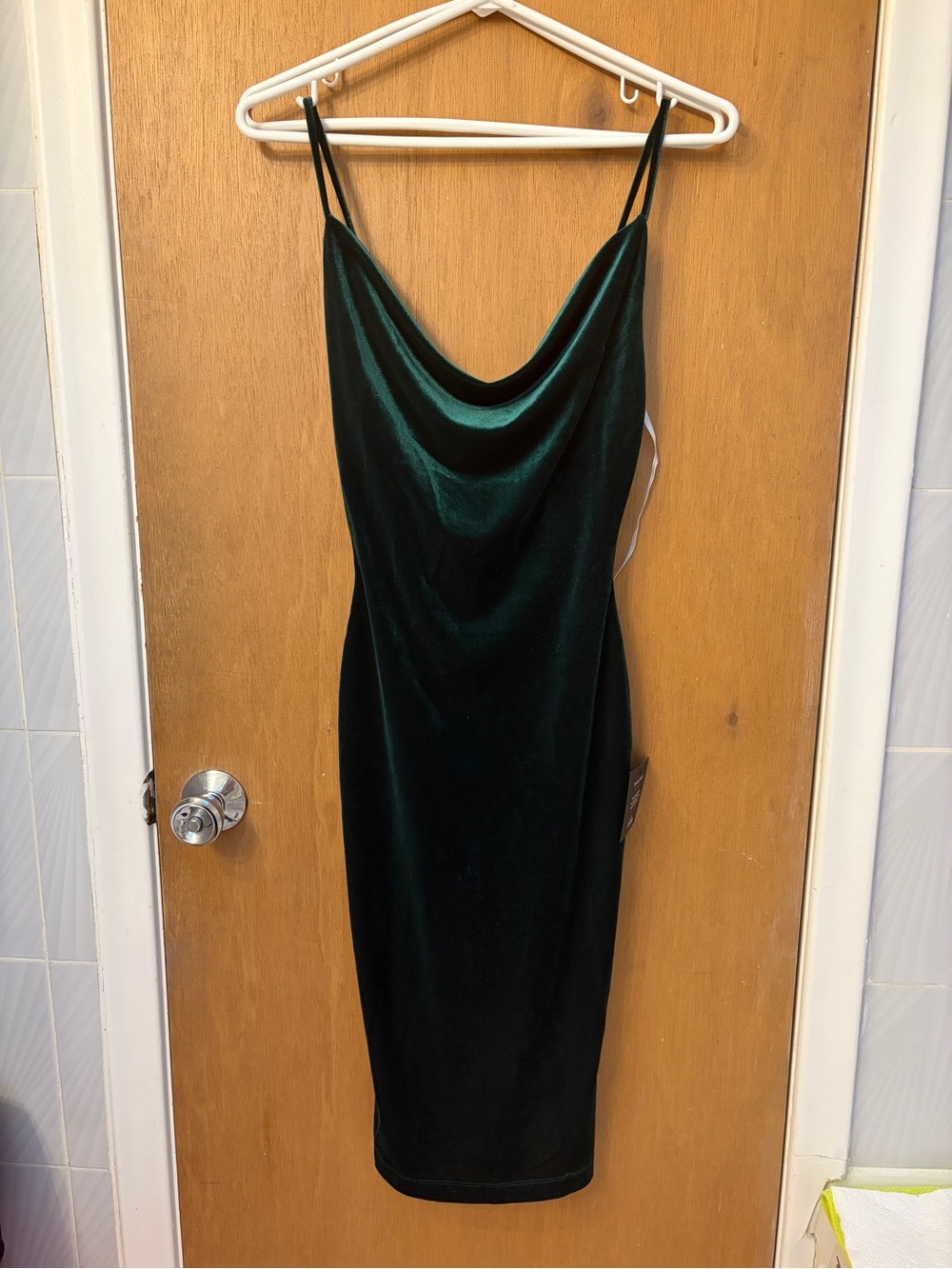 Lulus Elegant Velvet Cowl Neck Slip Dress - Dark Green